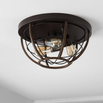 Lyla 15.75" Rustic Farmhouse Iron LED Flush Mount - JONATHAN Y